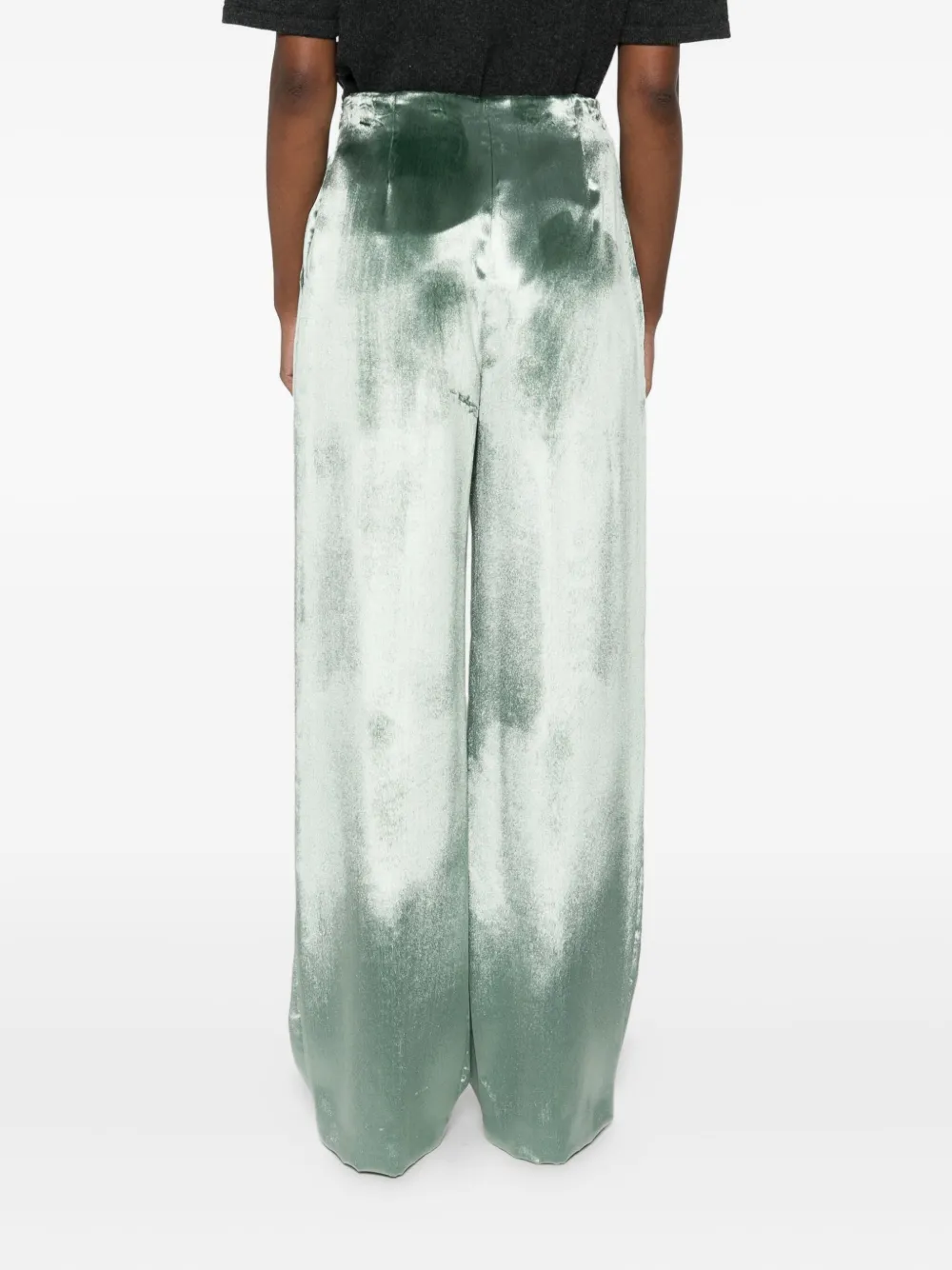 Alberta Ferretti Wide-leg Trousers In Shiny Viscose In White