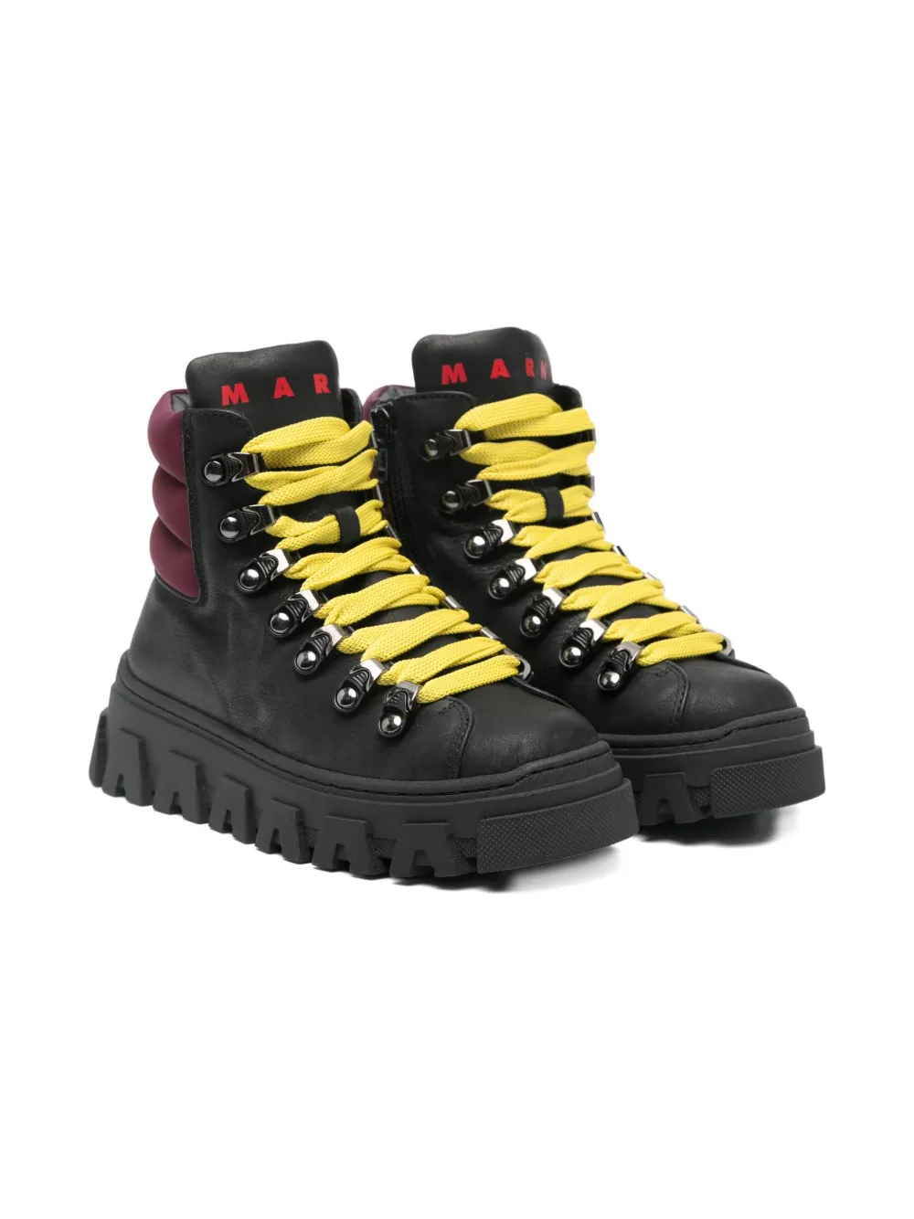 Marni Kids lace-up panelled boots Zwart