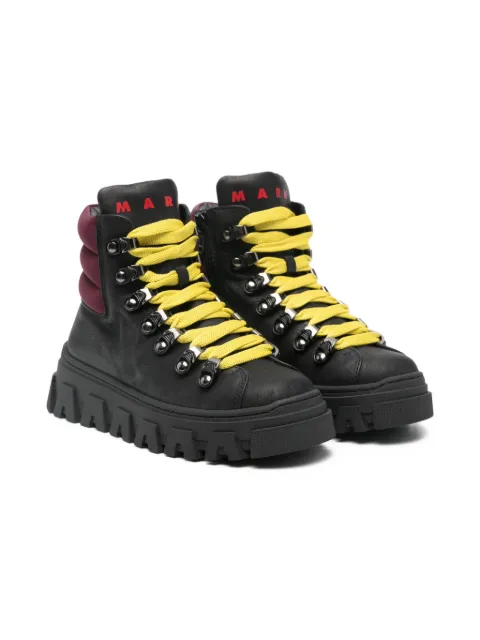 Marni Kids lace-up panelled boots