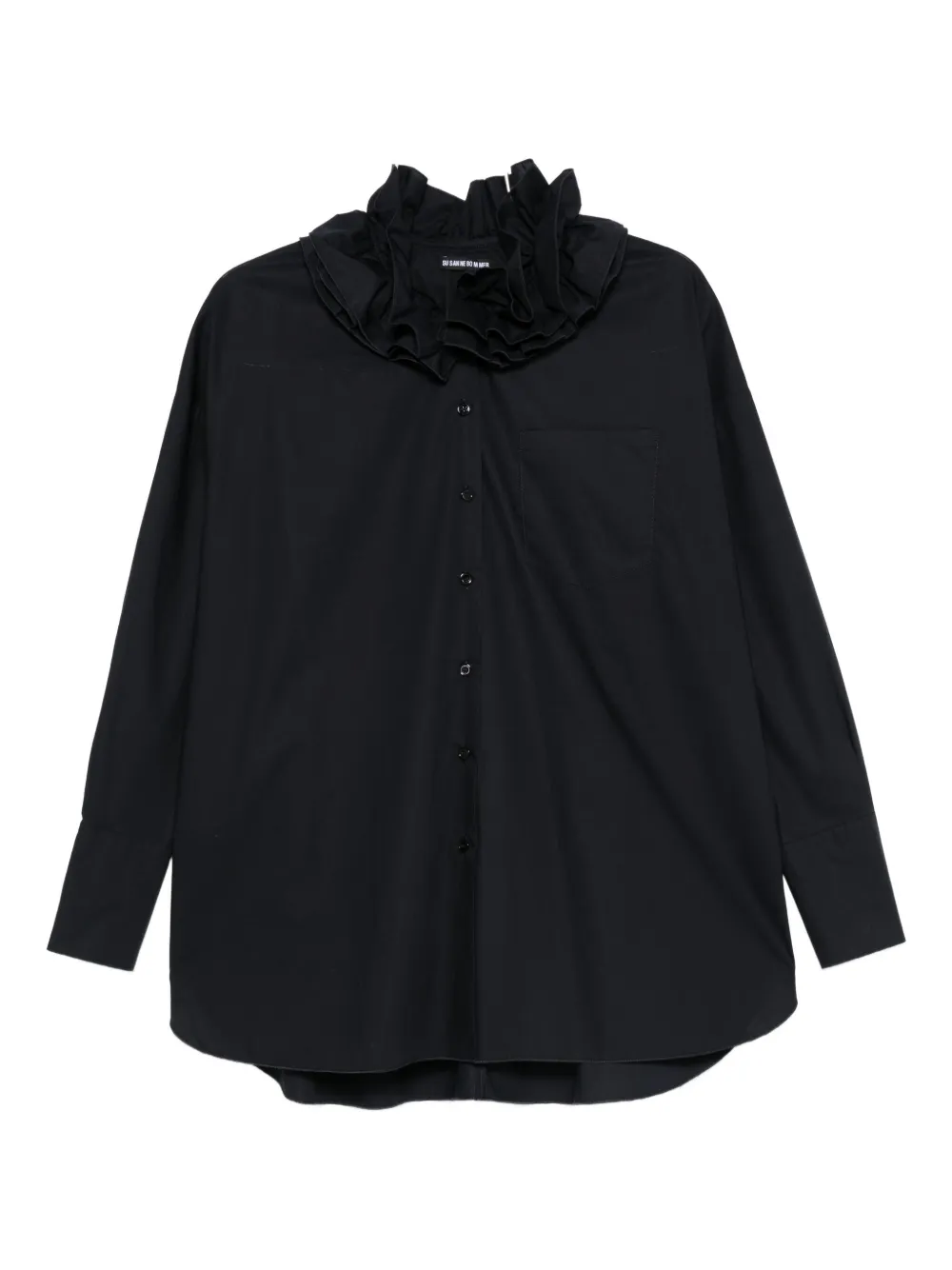 Susanne Bommer Ruffled-collar Shirt In Black
