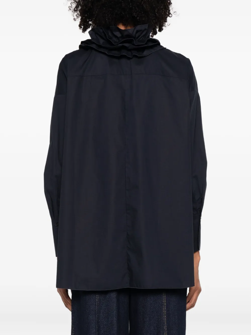 Susanne Bommer Ruffled-collar Shirt In Black