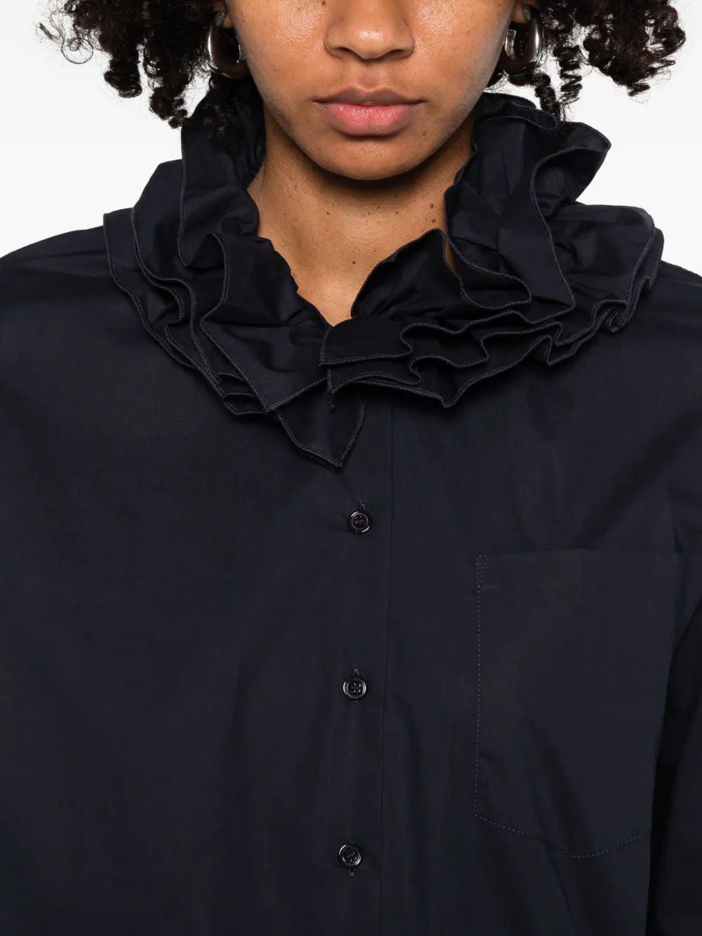 Susanne Bommer Ruffled-collar Shirt In Black