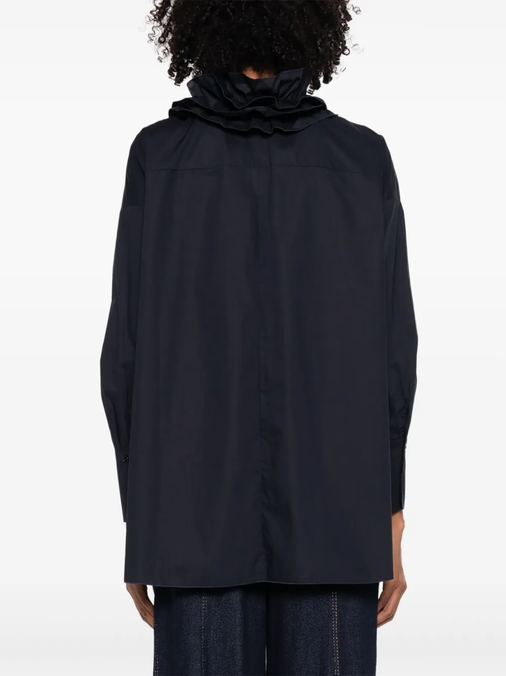 SUSANNE BOMMER Shirt met ruchekraag Blauw