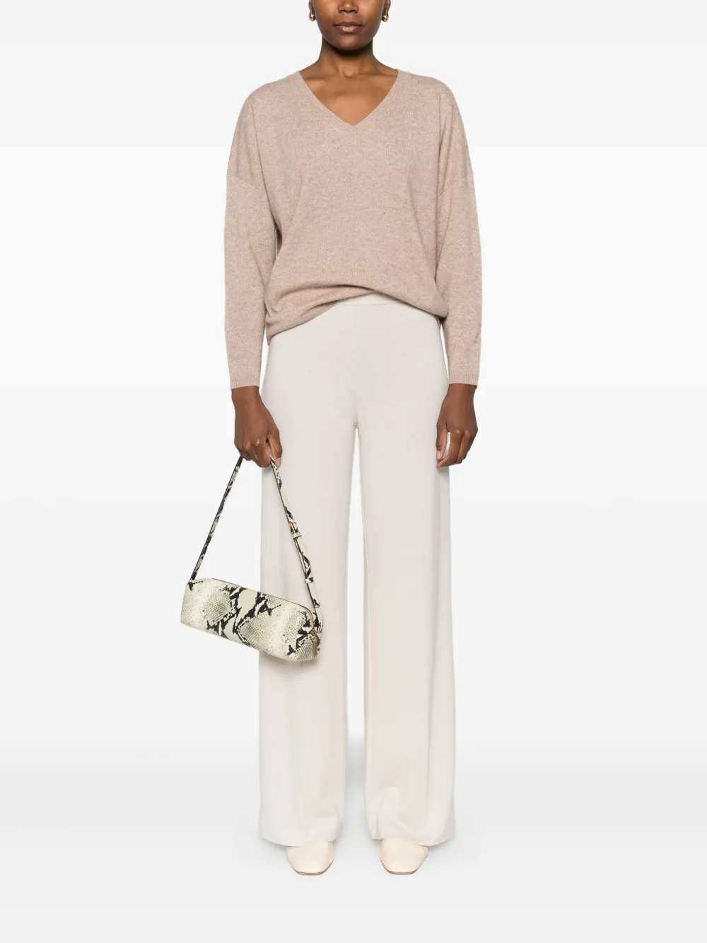 Absolut Cashmere Kaschmirpullover Mit V-ausschnitt In Neutral
