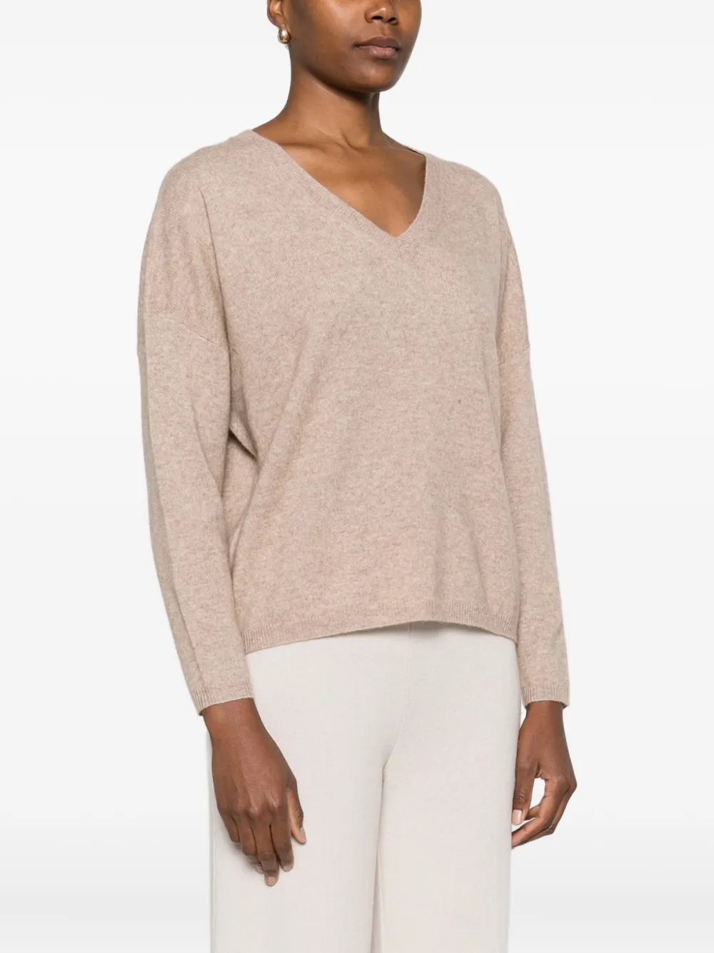 Absolut Cashmere Kaschmirpullover Mit V-ausschnitt In Neutral