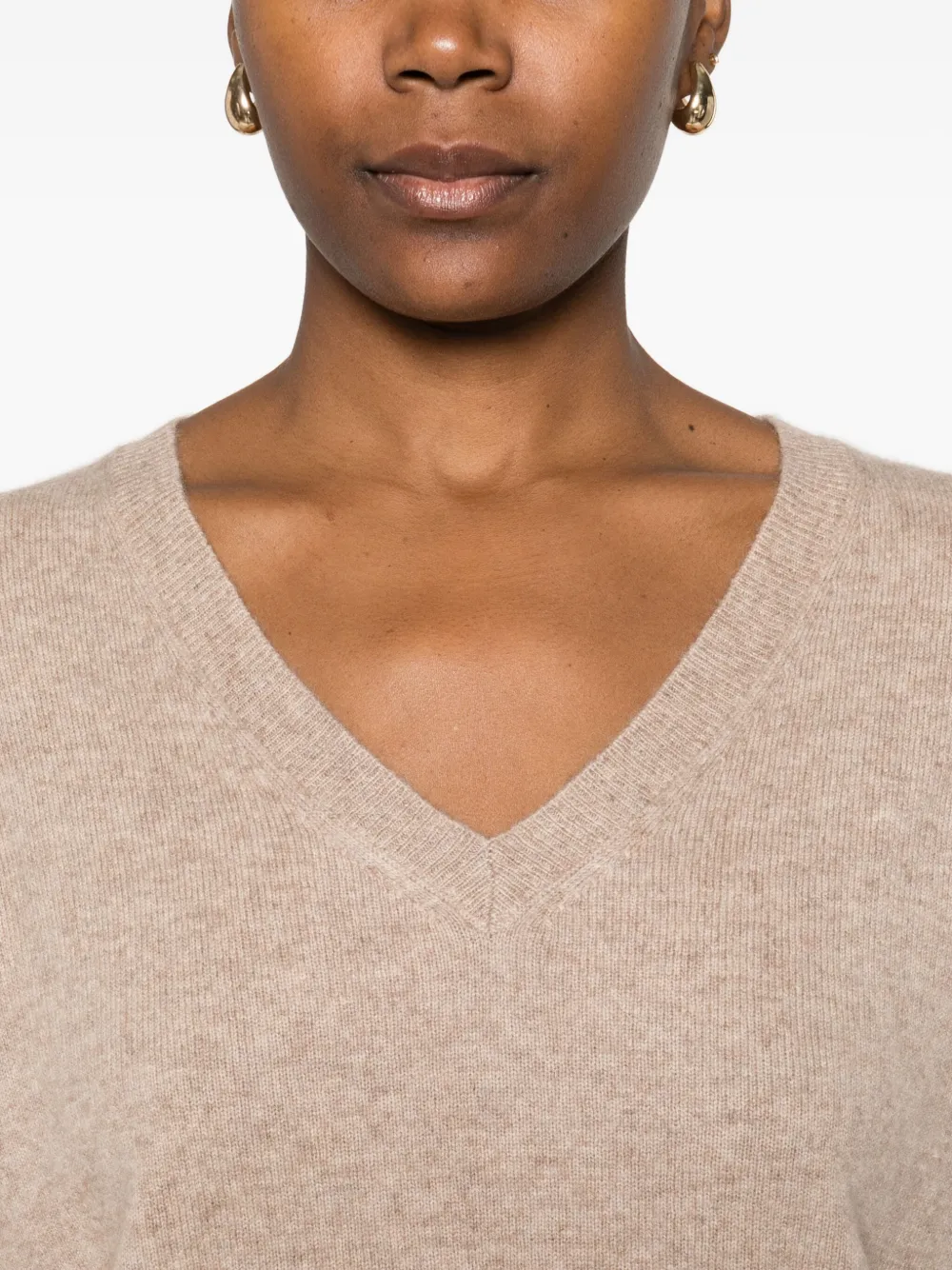 Absolut Cashmere Kaschmirpullover Mit V-ausschnitt In Neutral