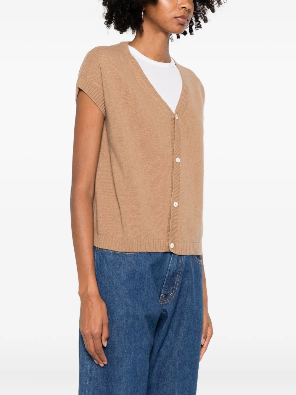 Ma'ry'ya Kurzärmeliger Cardigan In Brown