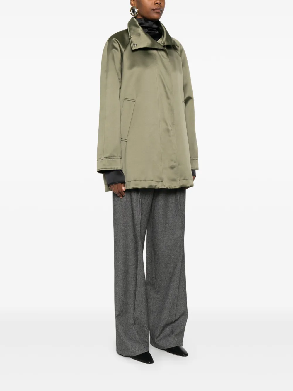  Covert Drawstring-hem Jacket - Green 