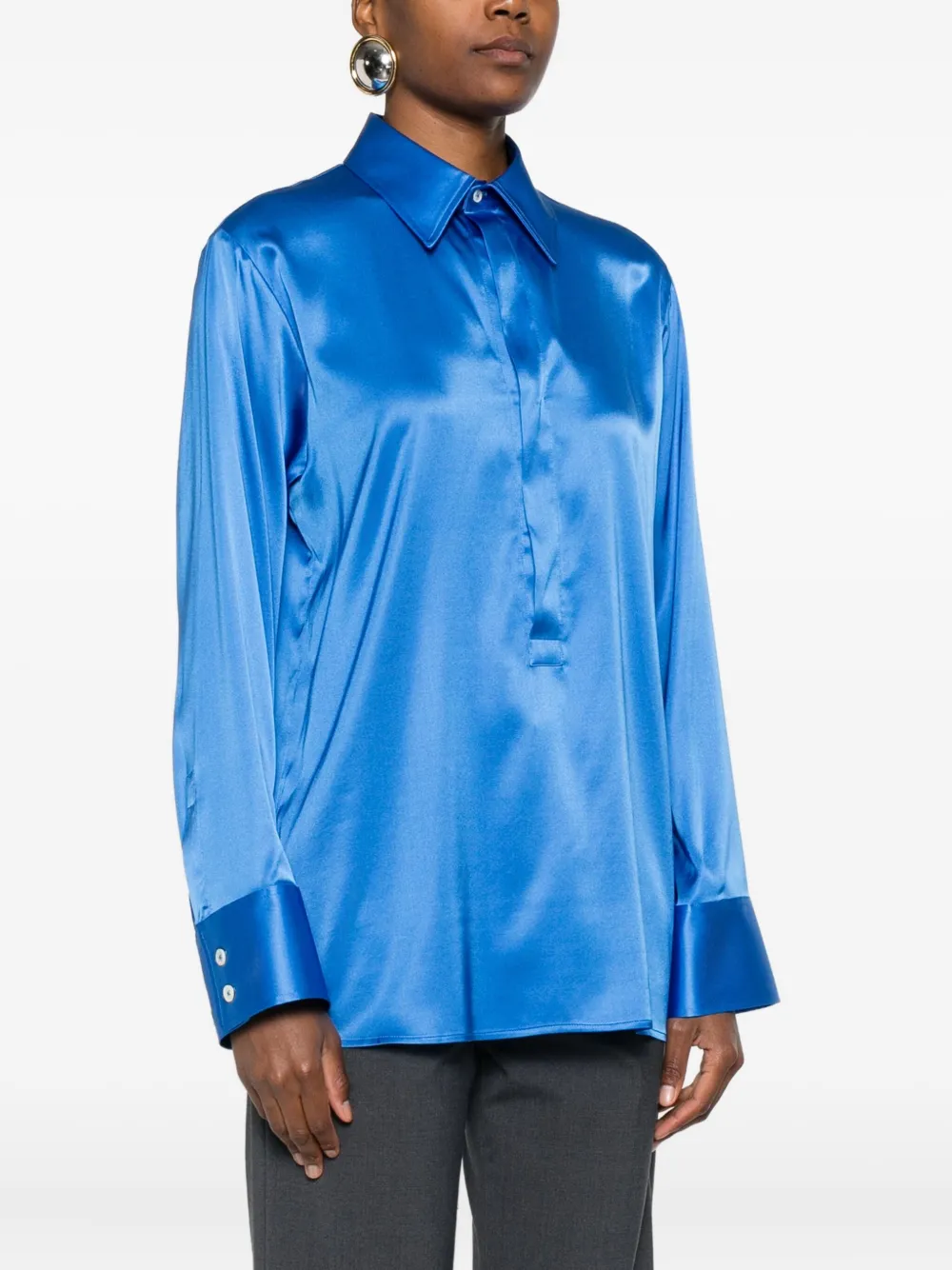 Covert Point-collar Blouse In Blue