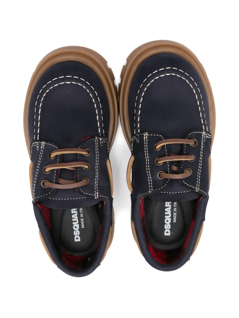 DSQUARED2 KIDS stitched leather sneakers Blauw