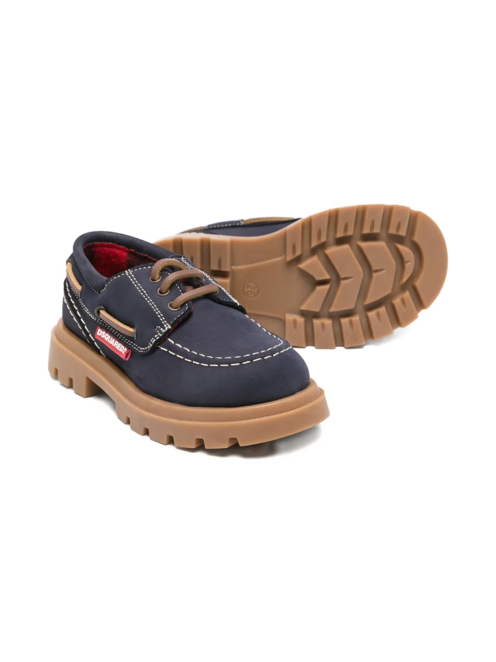 DSQUARED2 KIDS stitched leather sneakers Blauw