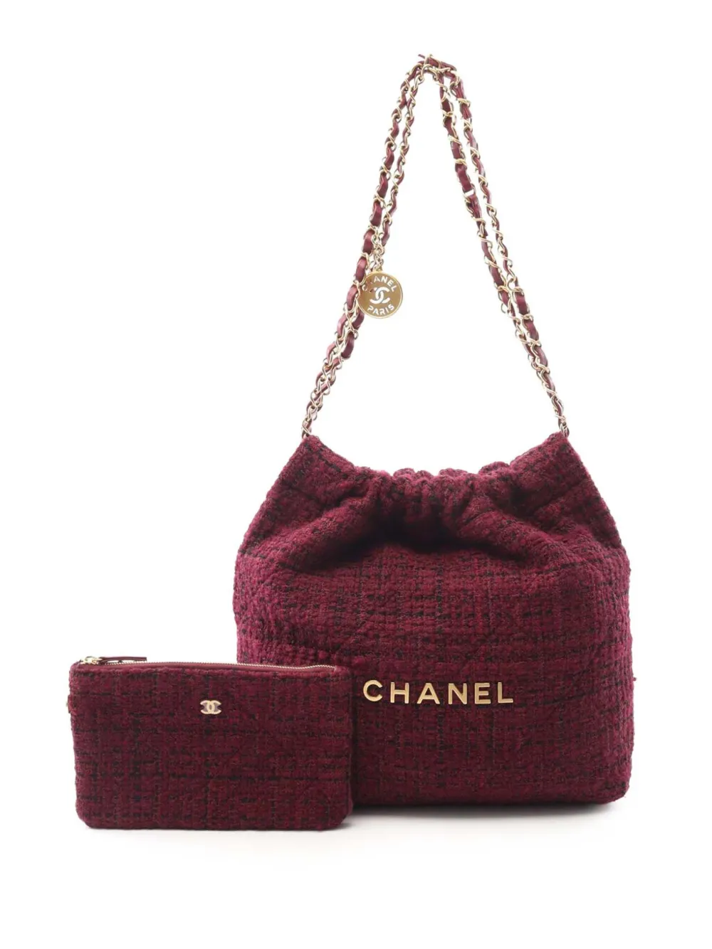 CHANEL Pre-Owned 2021-2025 スモール ツイード 22 ハンドバッグ - レッド CHANEL Pre-Owned 2021-2025 スモール ツイード 22 ハンドバッグ - レッド