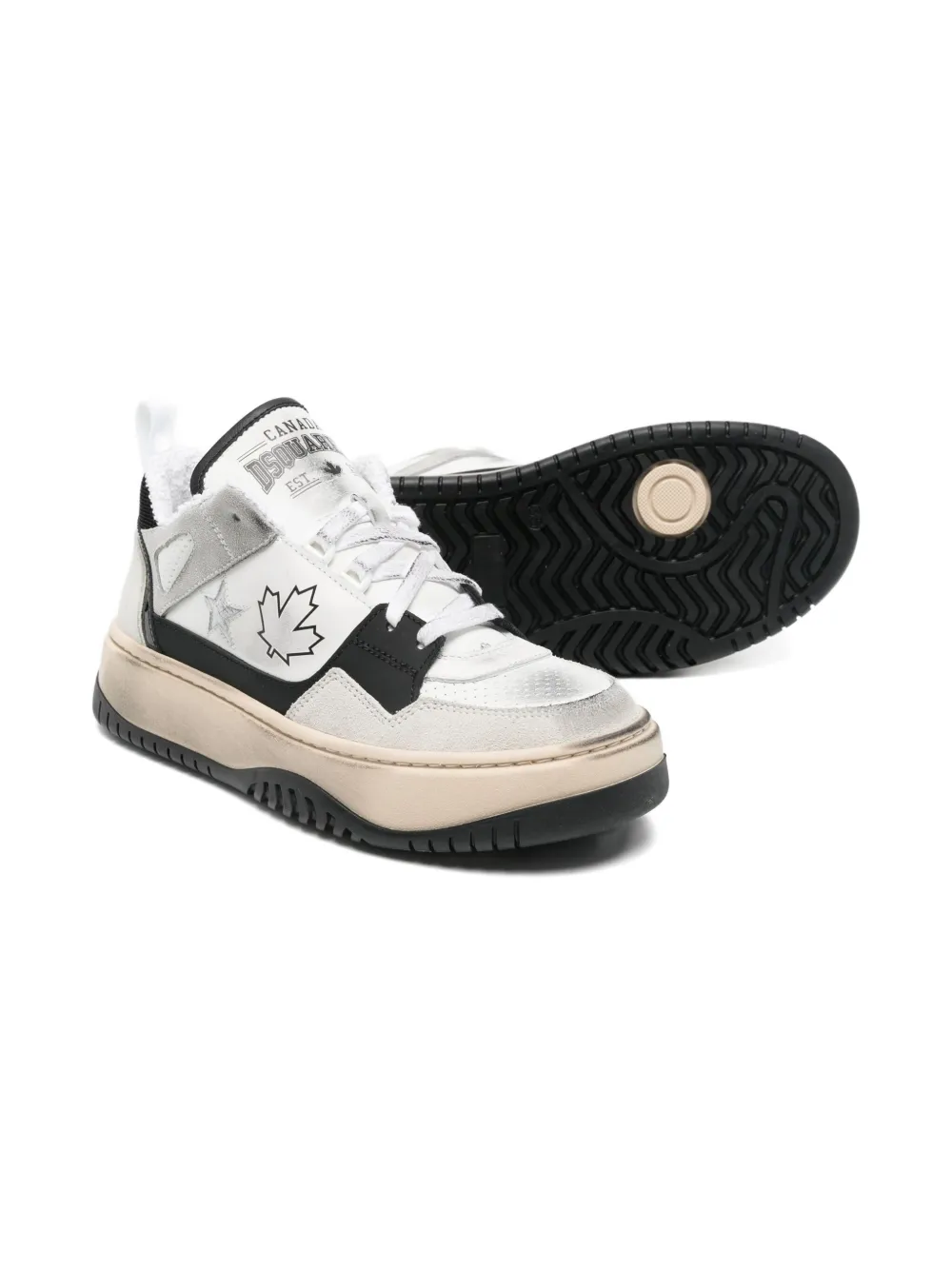DSQUARED2 KIDS distressed-finish sneakers Wit