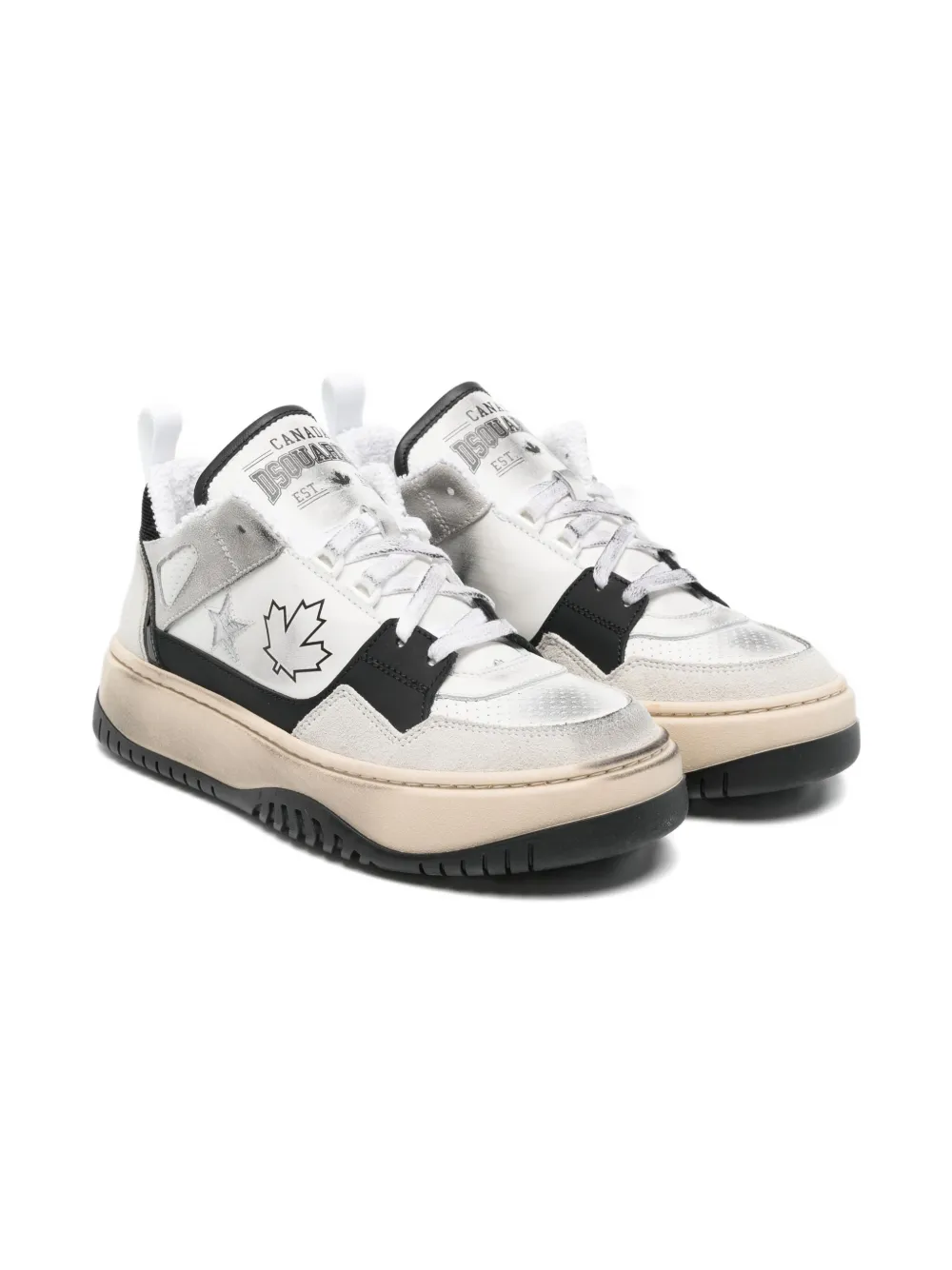 Dsquared2 Kids' Distressed-finish Sneakers In White