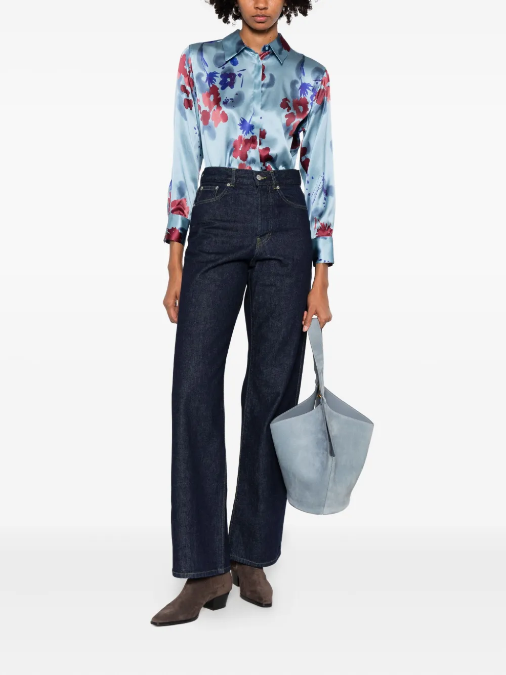 Niu floral-print shirt - Blauw
