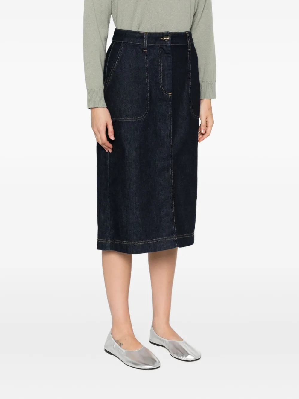 Niū Denim Midi Skirt In Black