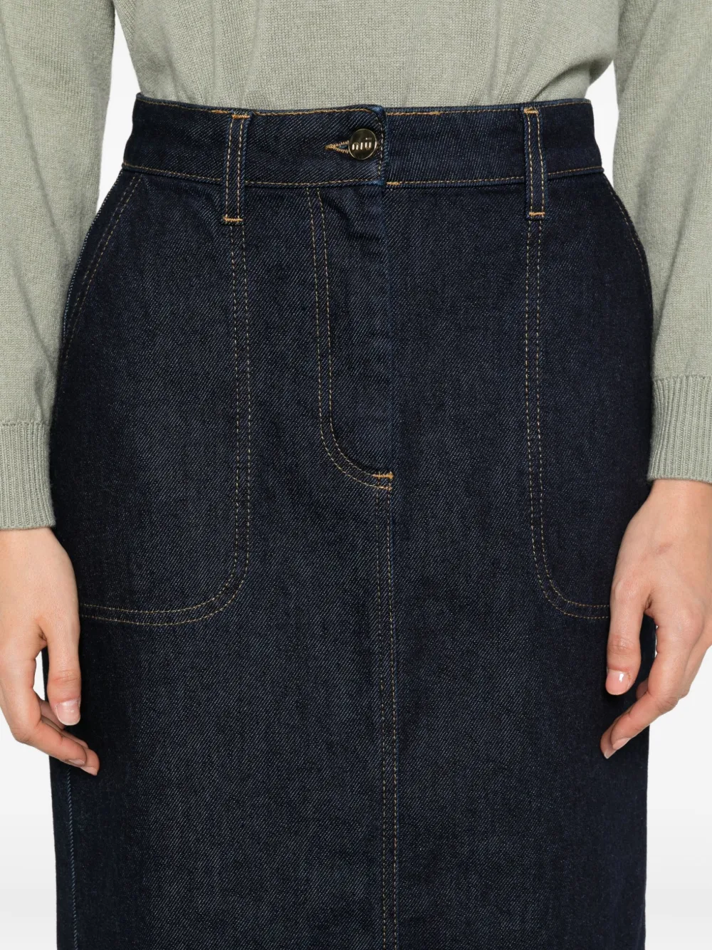 Niū Denim Midi Skirt In Black