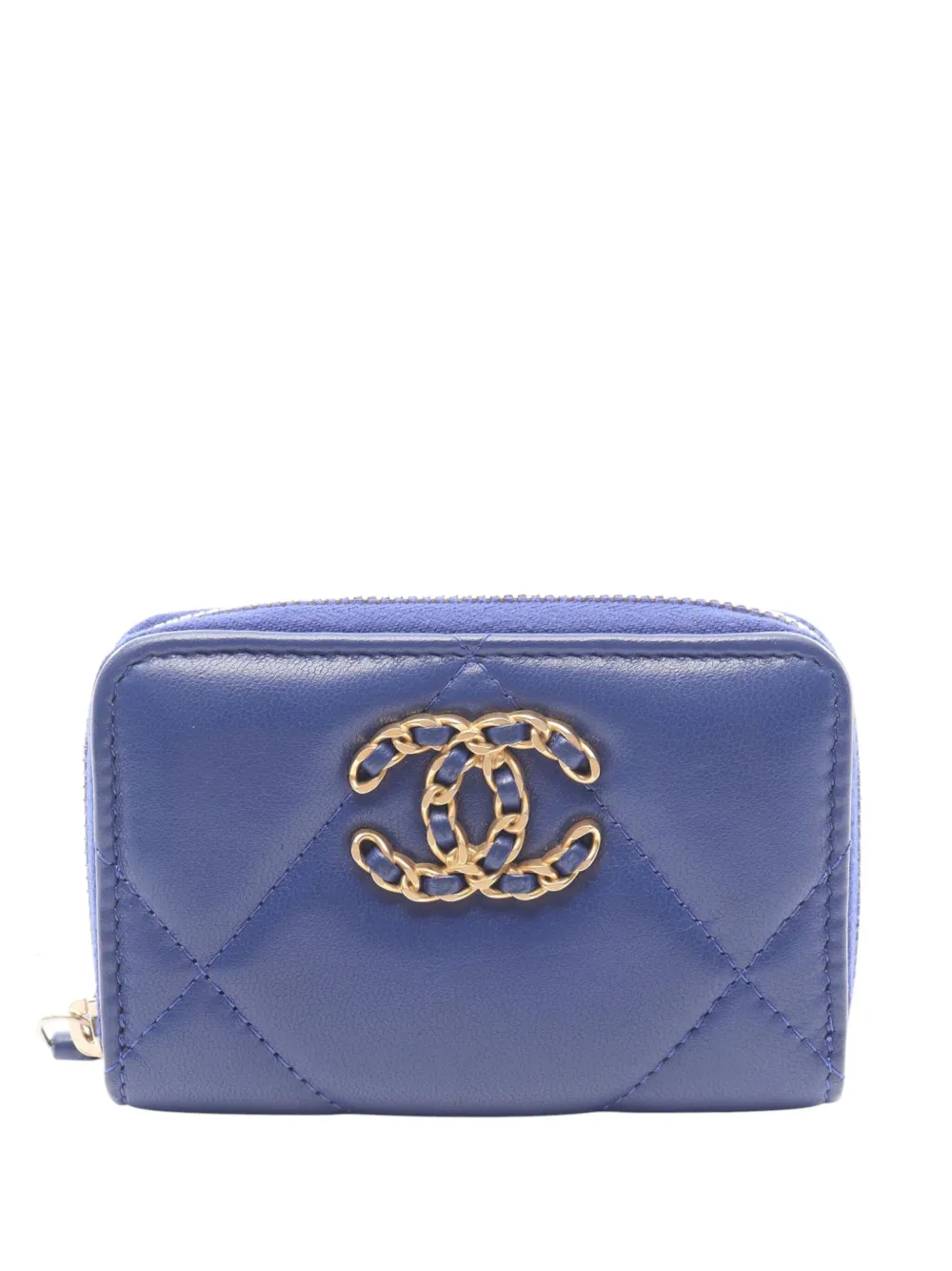 CHANEL Pre-Owned 2021-2025 Quilted Lambskin Chanel 19 Purse coin pouch | Blue | Image 1