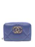 CHANEL Pre-Owned 2021-2025 Quilted Lambskin Chanel 19 Purse coin pouch - Blue