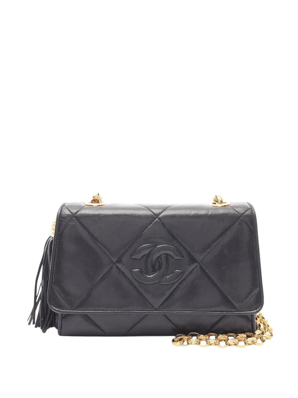 CHANEL Pre-Owned 1989-1991 CC Quilted Lambskin Diamond Tassel Flap CHANEL Pre-Owned 1989-1991 CC Quilted Lambskin Diamond Tassel Flap