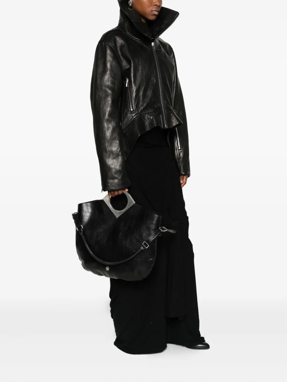 Bally Anni Moon circular-handle leather tote bag - Zwart