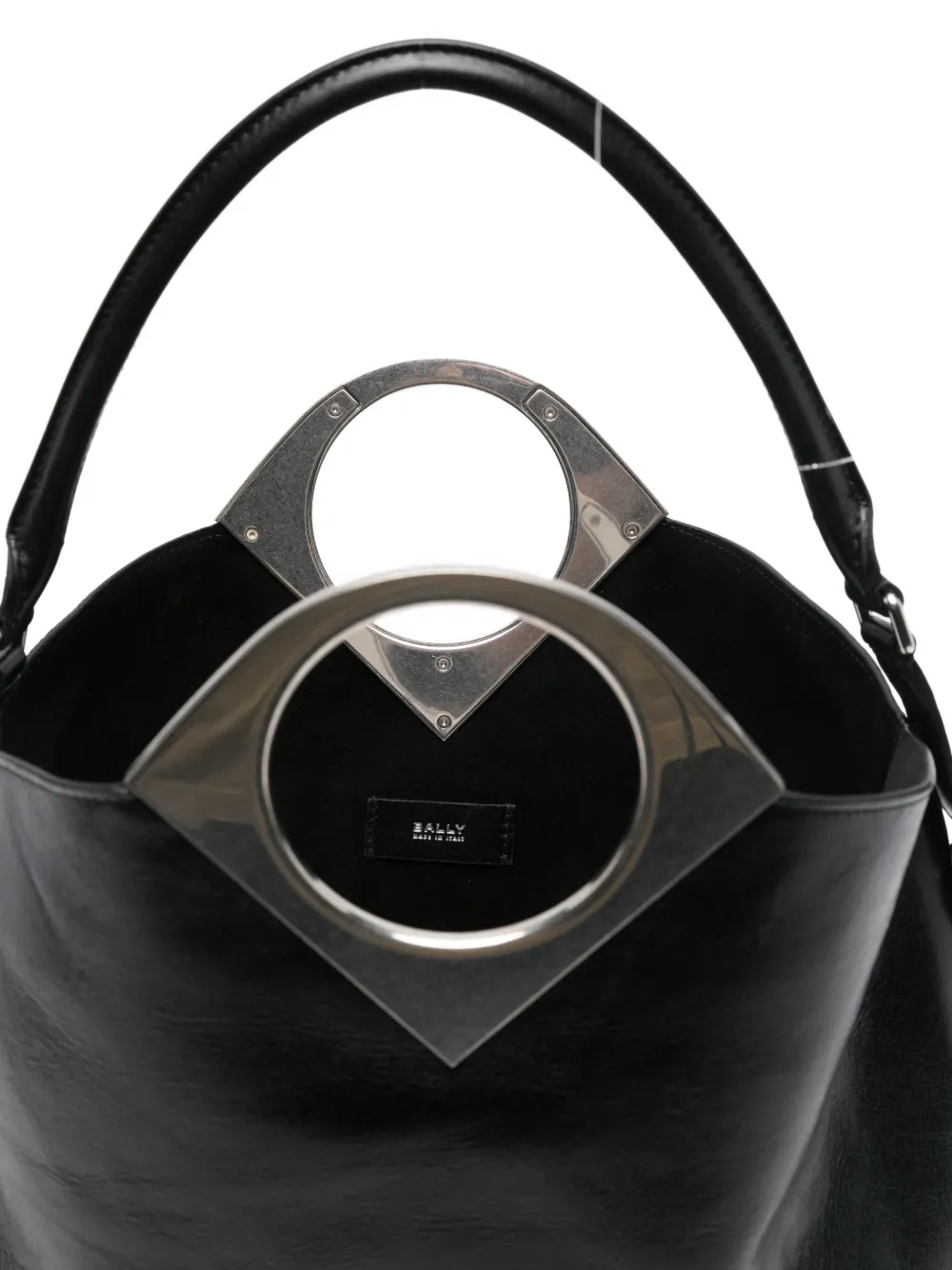 Bally Anni Moon Circular-handle Leather Tote Bag In Black
