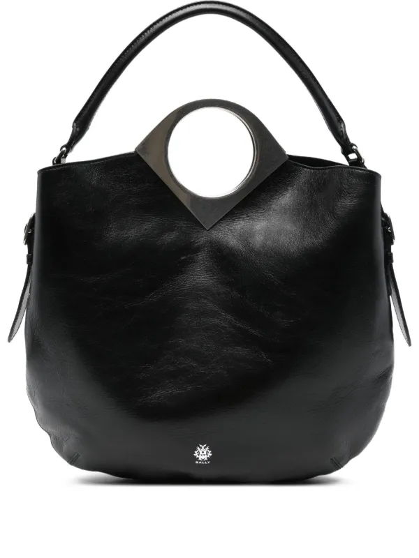 Bally Anni Moon Circular-handle Leather Tote Bag in Black
