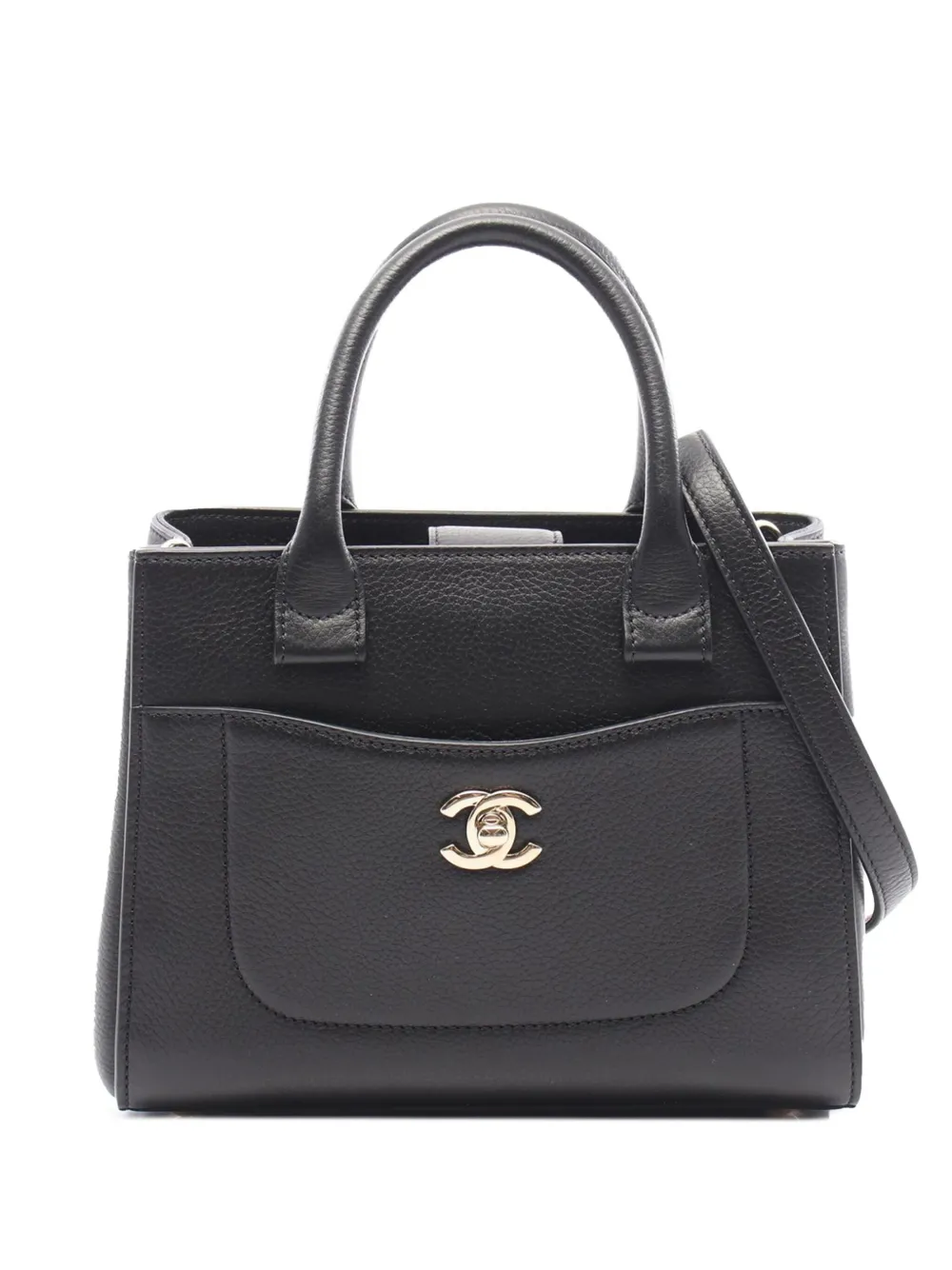 CHANEL Pre-Owned 2017-2018 Mini Grained Calfskin Neo Executive Shopper Tote satchel | Black | Image 1