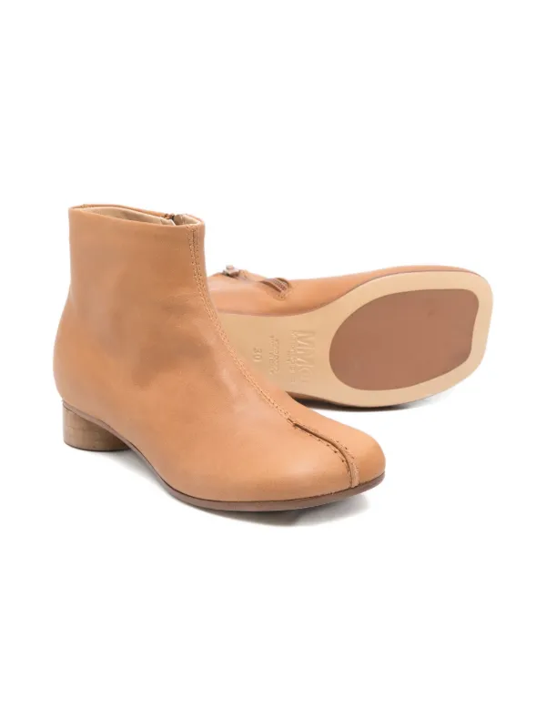 MM6 Maison Margiela Kids レザーアンクルブーツ | ブラウン | FARFETCH JP