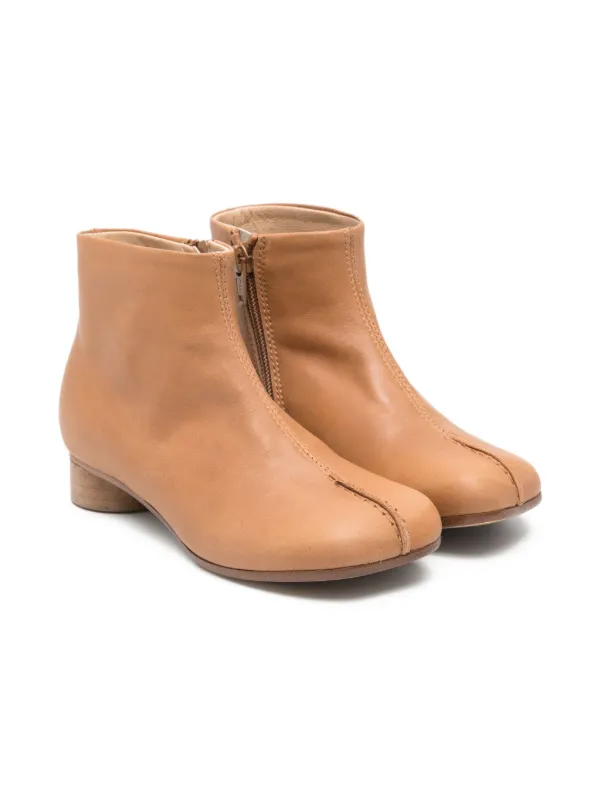 MM6 Maison Margiela Kids Leather Ankle Boots | Brown | FARFETCH
