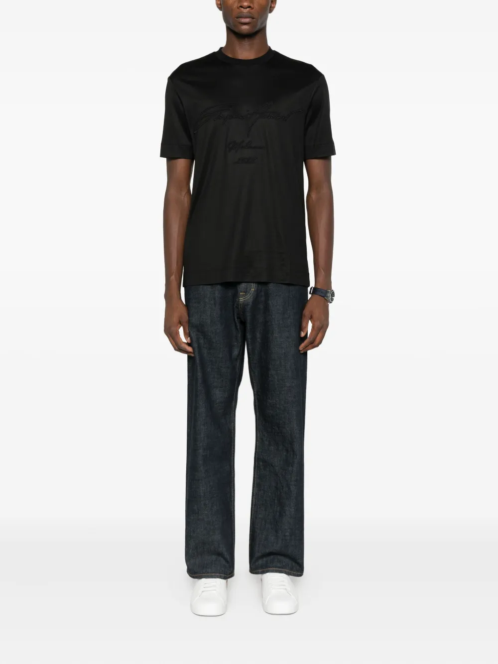 Emporio Armani T-shirt met borduurwerk - Zwart