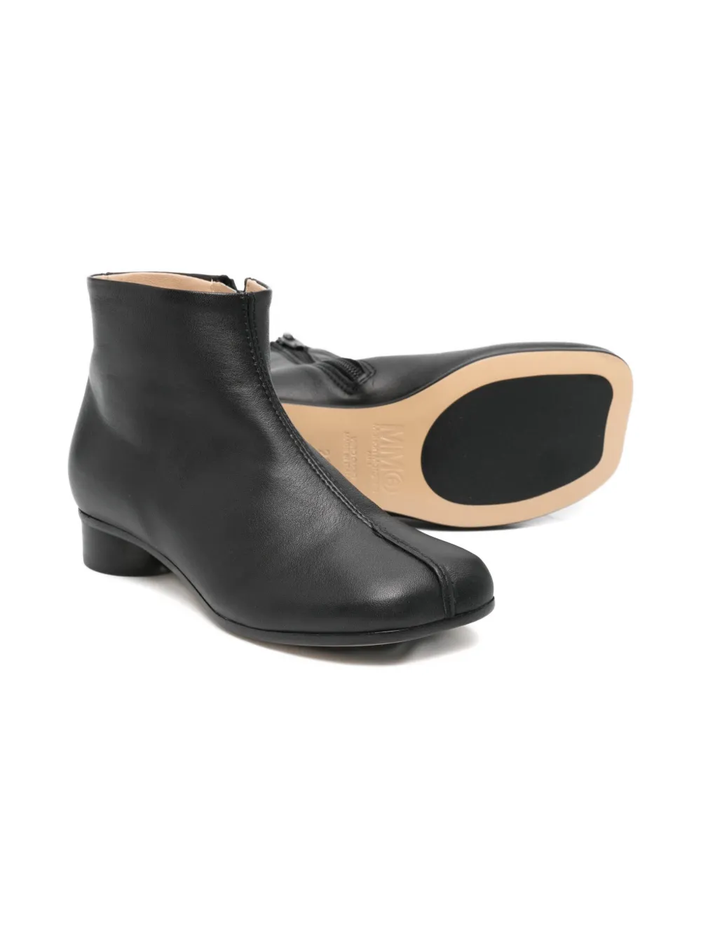 MM6 Maison Margiela Kids leather ankle boots Zwart