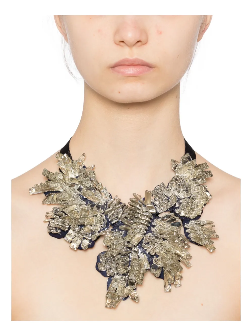 Biyan Halsketting verfraaid met kristallen - Zwart