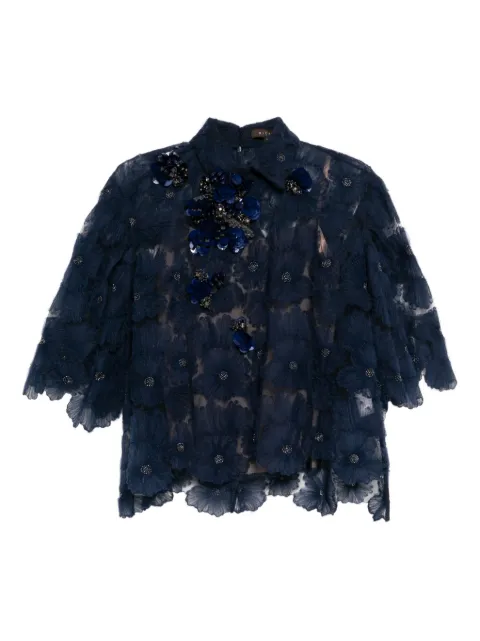 Biyan floral-beaded blouse