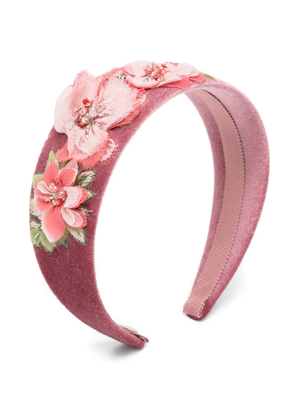 Jennifer Behr Floral-appliqué Velvet Headband In Pink