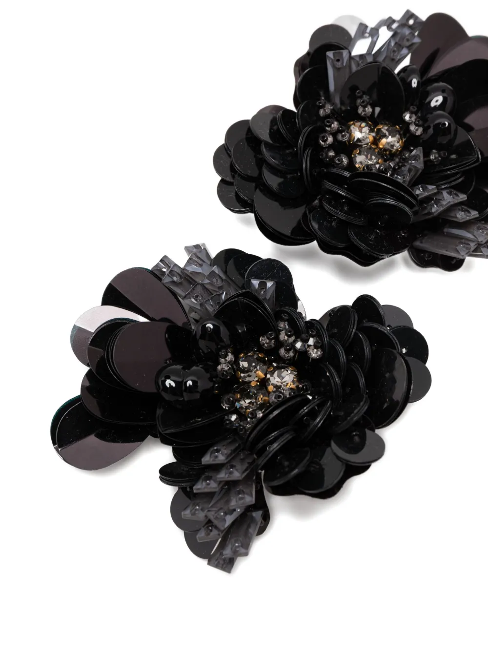 Biyan Sequin Flower Earrings In Black