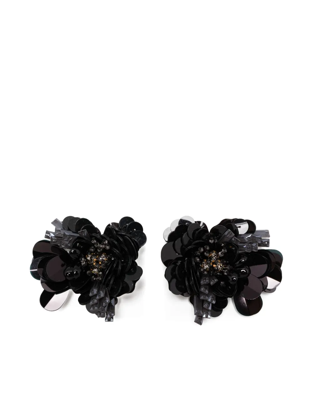 Biyan Sequin Flower Earrings In Black