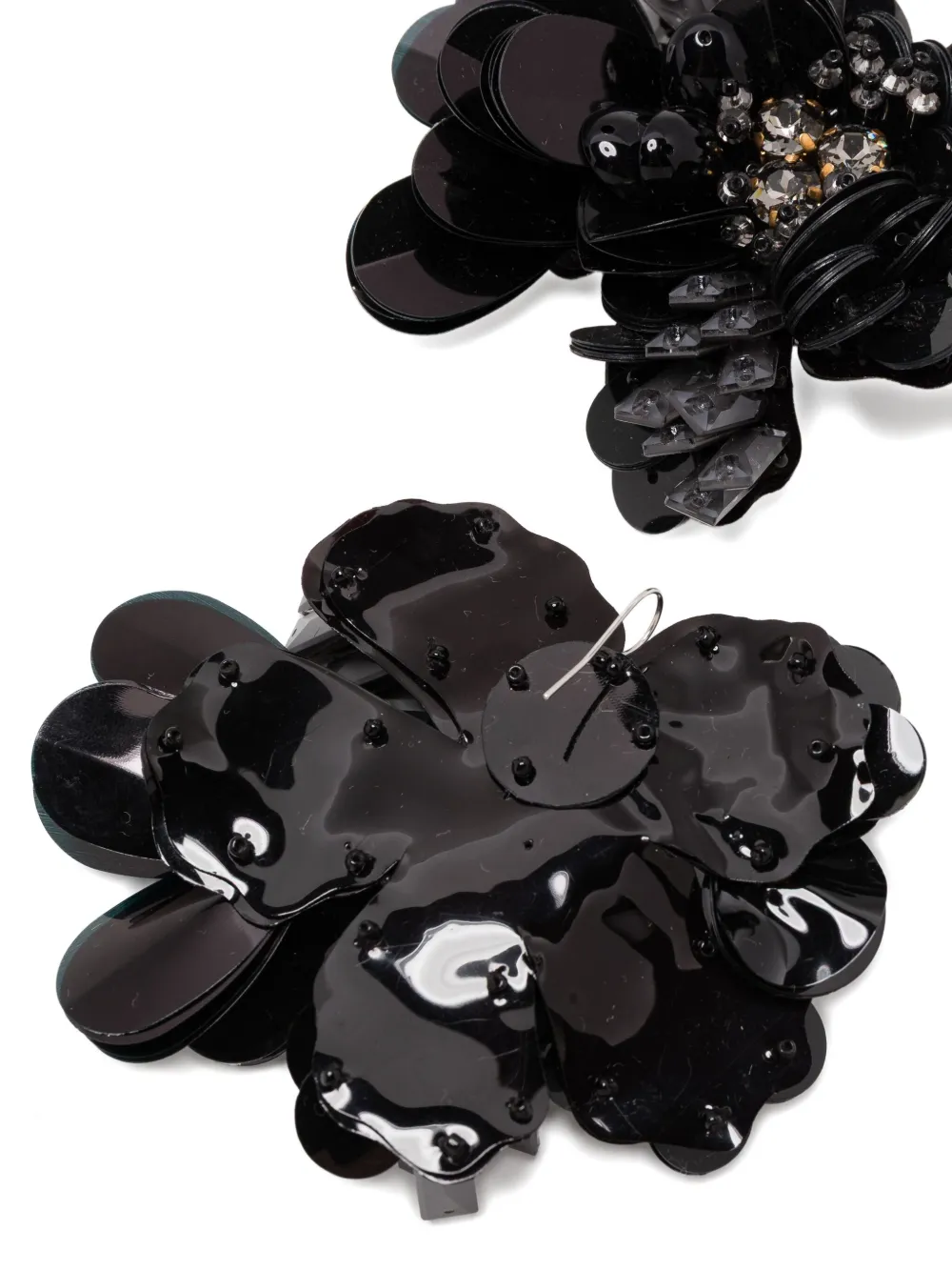 Biyan sequin flower earrings - Zwart