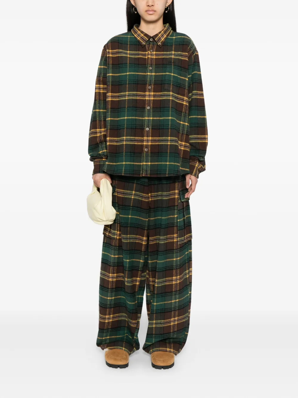 Sky High Farm Flannel Cargo Pants In Green