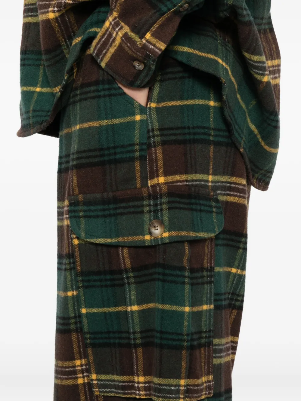 Sky High Farm Flannel Cargo Pants In Green