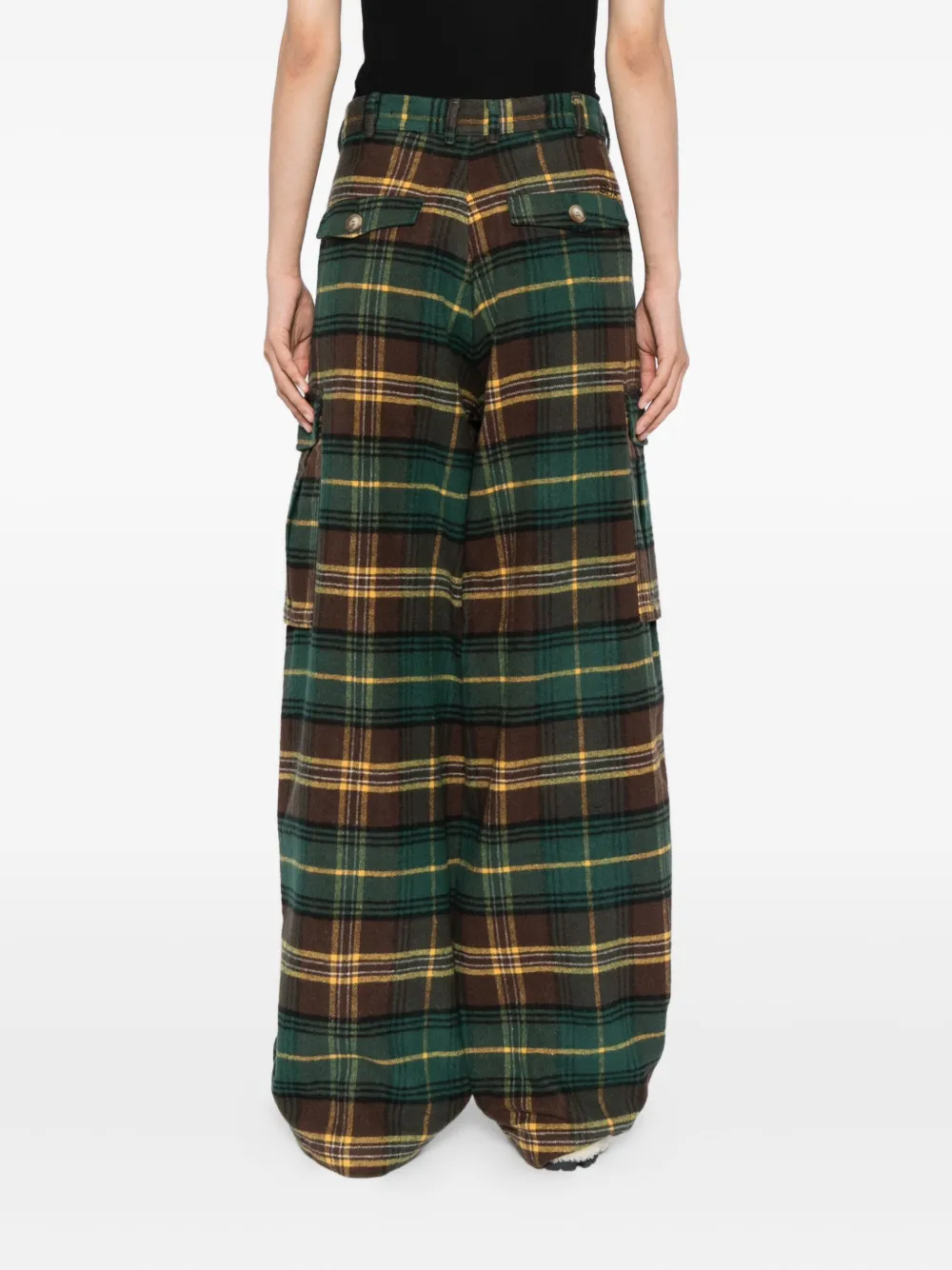 Sky High Farm Flannel Cargo Pants In Green