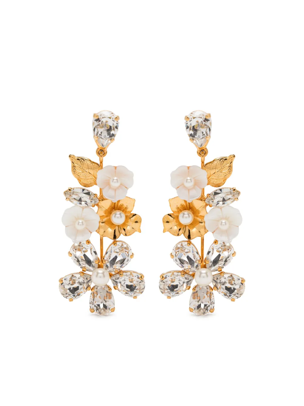 Jennifer Behr Crystal-embellished Floral Earrings In Gold