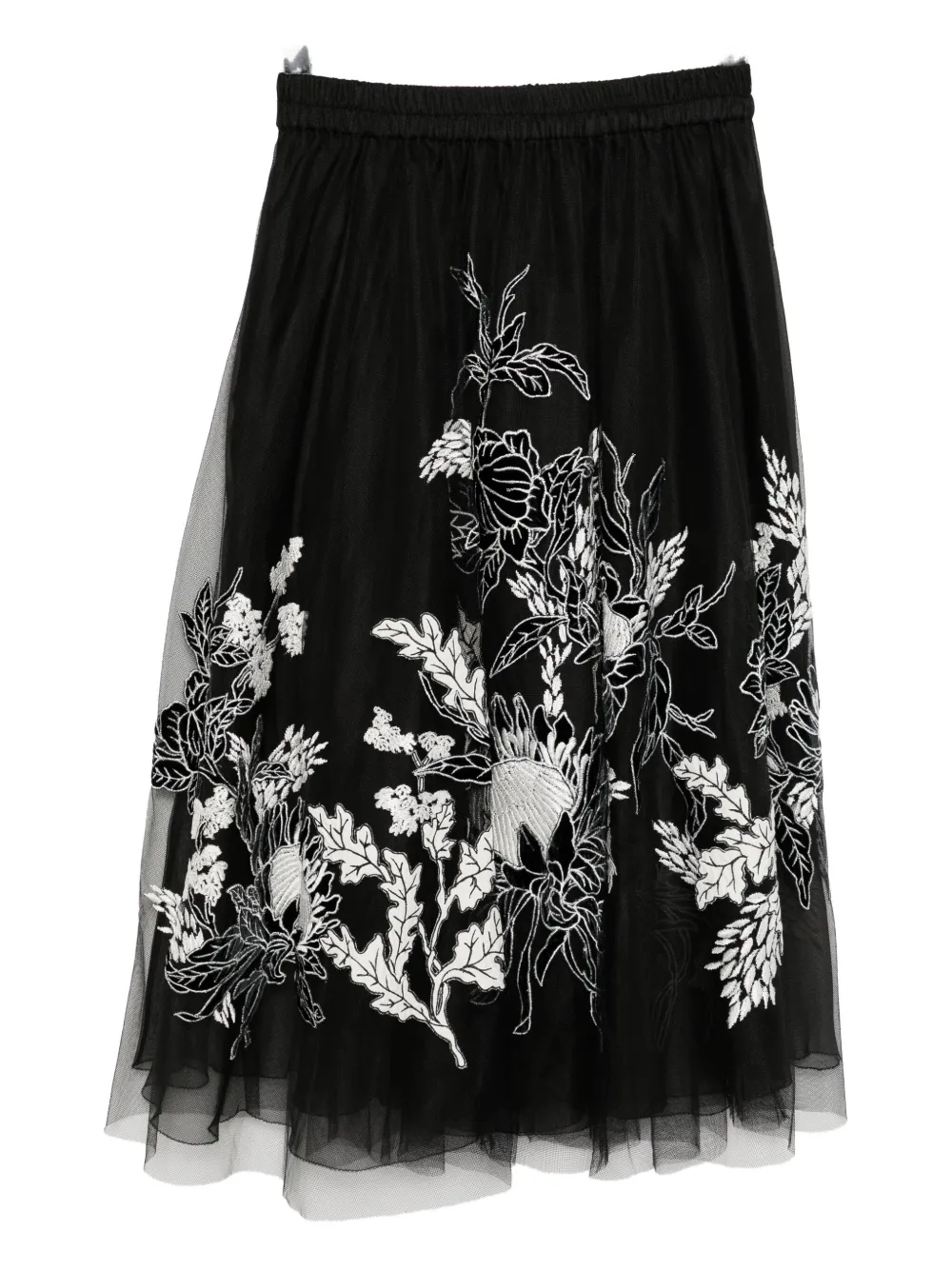 Biyan floral-embroidered skirt - Zwart