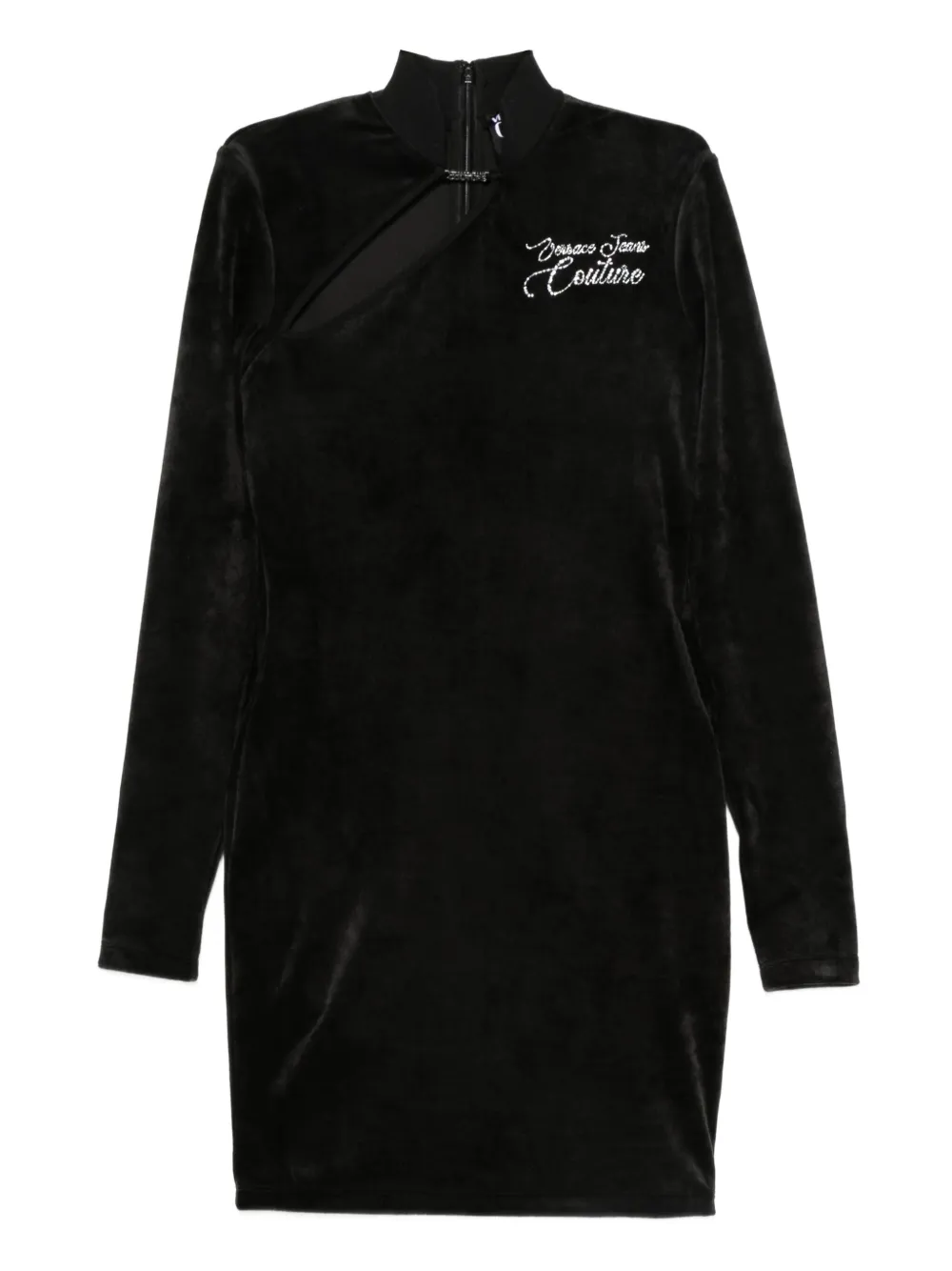 Versace Jeans Couture Cut-out Long-sleeve Mini Dress In Black