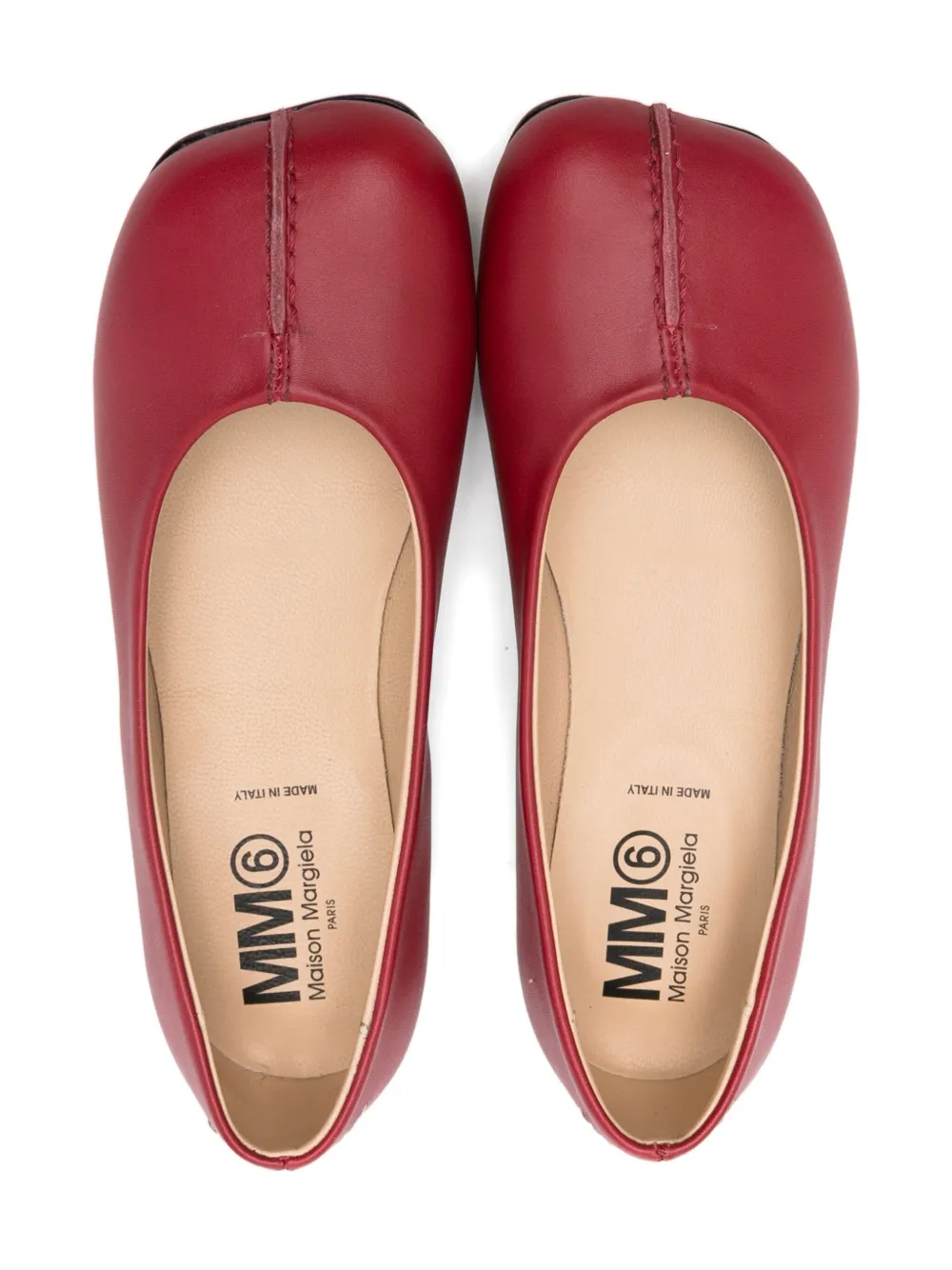 MM6 Maison Margiela Kids Leren ballerina's met stiksel Rood