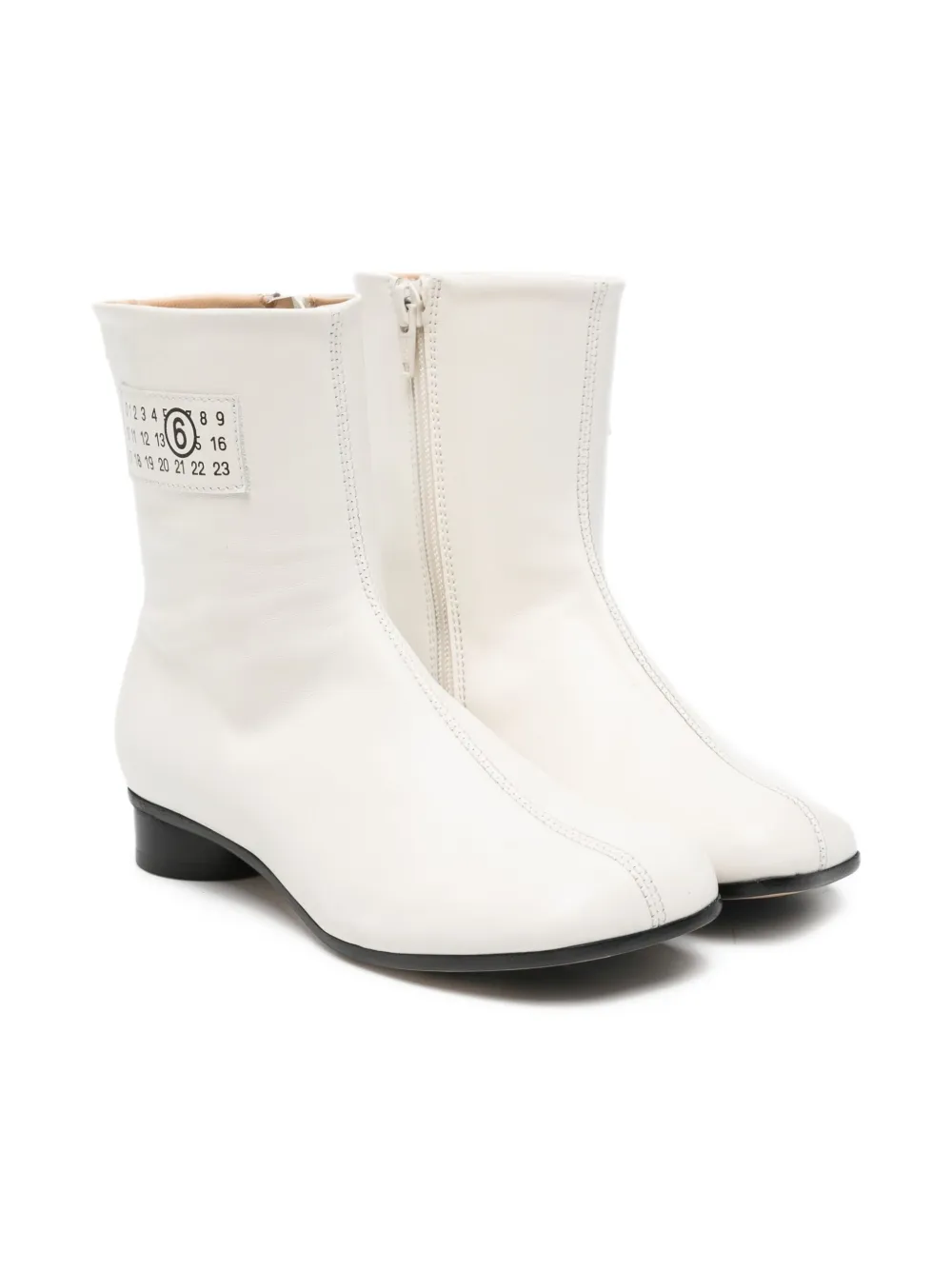 MM6 Maison Margiela Kids Tabi leather ankle boots Wit