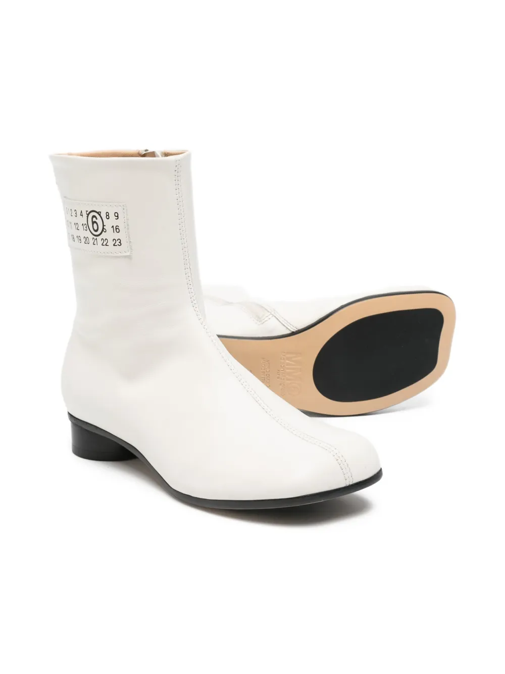 MM6 Maison Margiela Kids Tabi leather ankle boots Wit