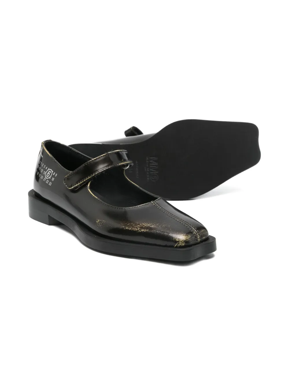 MM6 Maison Margiela Kids strap leather ballerinas | Black | Image 1
