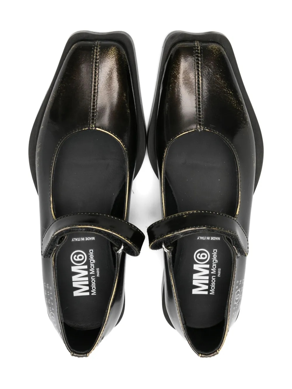 MM6 Maison Margiela Kids strap leather ballerinas - Zwart