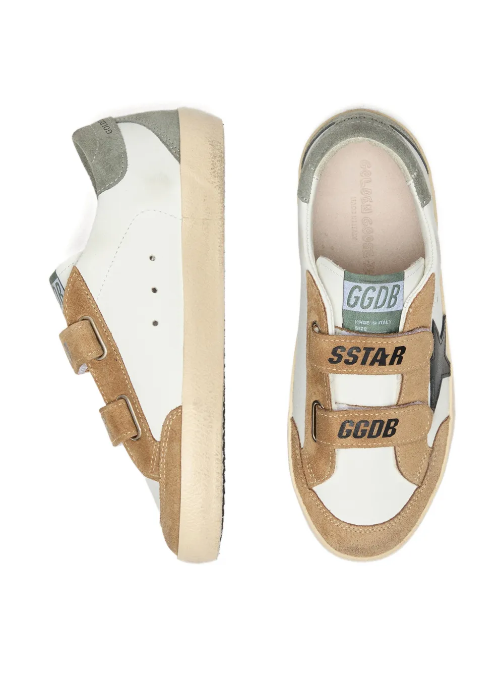 Golden Goose Kids Old School star-appliqué leather sneakers Wit